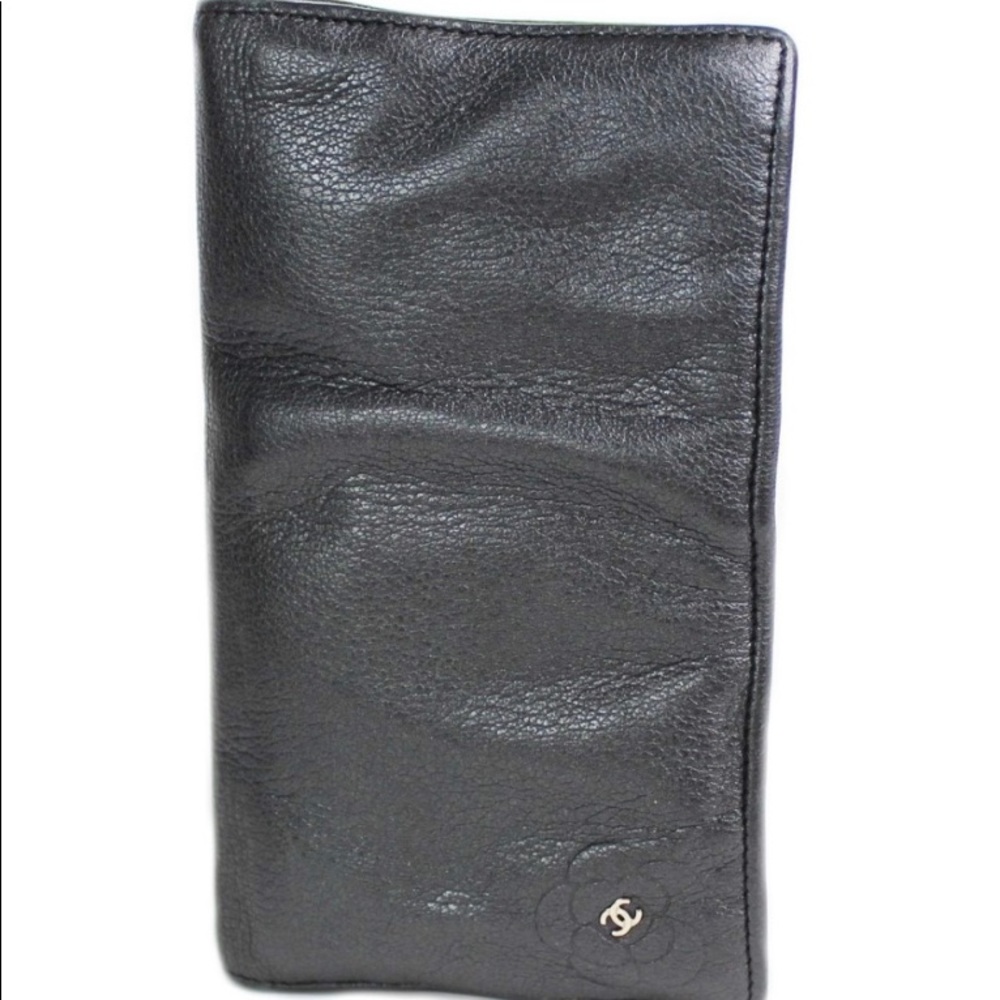 Vintage Chanel Long Leather Wallet flower cc logo